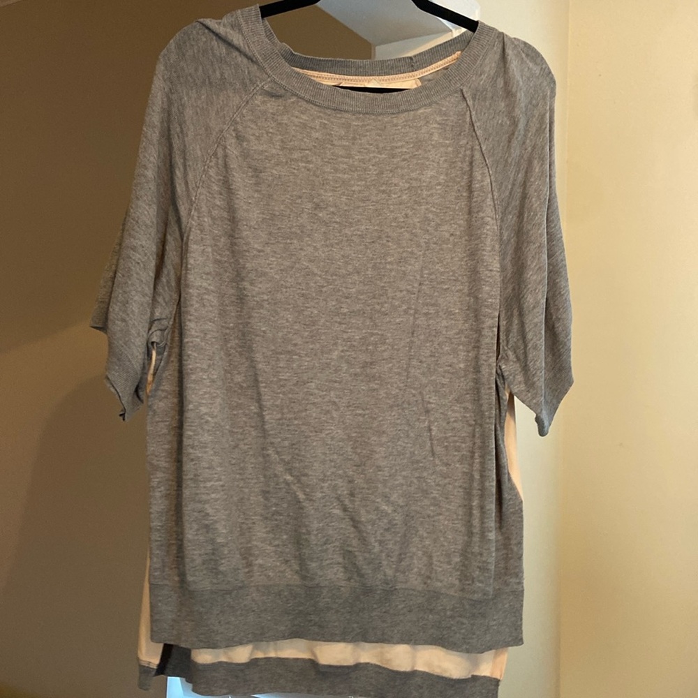 Anthropologie Grey And Pink Blouse